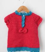 Woonie Half Sleeves Handmade Bowy Sweater - Pink