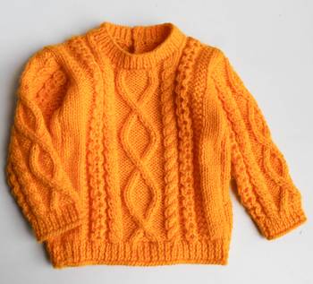 Woonie Full Sleeves Handmade Sweater - Orange 1