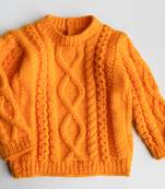 Woonie Full Sleeves Handmade Sweater - Orange