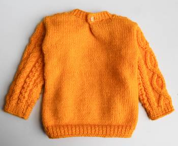 Woonie Full Sleeves Handmade Sweater - Orange 2