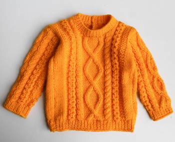 Woonie Full Sleeves Handmade Sweater - Orange 3