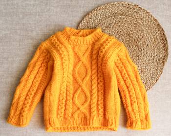 Woonie Full Sleeves Handmade Sweater - Orange 5
