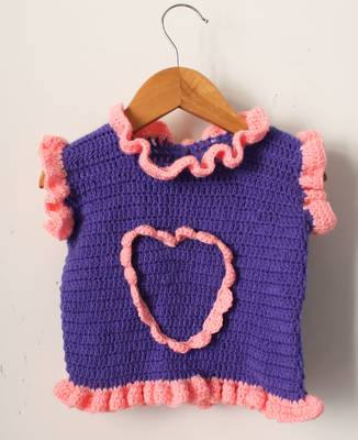 Woonie Half Sleeves Handmade Frill Design  Sweater - Lavender 1