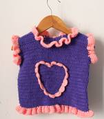Woonie Half Sleeves Handmade Frill Design  Sweater - Lavender