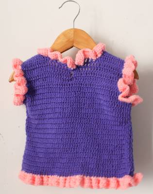 Woonie Half Sleeves Handmade Frill Design  Sweater - Lavender 2