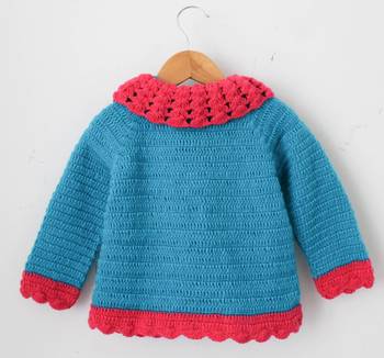 Woonie Full Sleeves Handmade Combo Of Jacket Half Sleeves Sweater With Flower Patch - Blue 2
