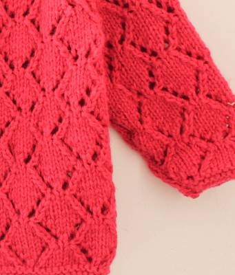 Woonie Handmade Full Sleeves Self Pattern Sweater -Pink 3