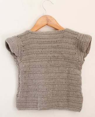 Woonie Handmade Half Sleeves Knote Design Sweater For Kids-Grey 2