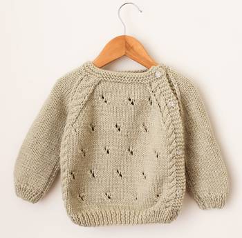 Woonie Handmade Full Sleeves Cable Designed Sweater For Kids-Grey 1