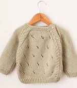 Woonie Handmade Full Sleeves Cable Designed Sweater For Kids-Grey