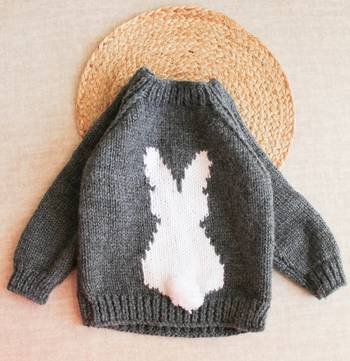 Woonie Handmade Full Sleeves Bunny's Shadow Design Sweater For  Kids-Dark Grey 4