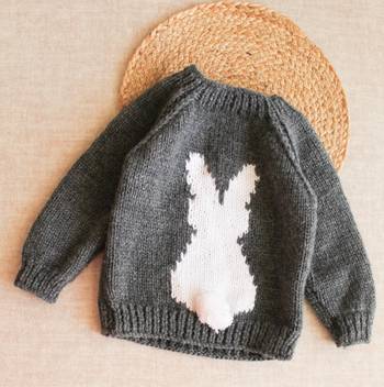 Woonie Handmade Full Sleeves Bunny's Shadow Design Sweater For  Kids-Dark Grey 5