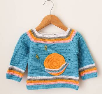 Woonie Handmade Full Sleeves Planets Designed Sweater For Kids-Light Blue 1