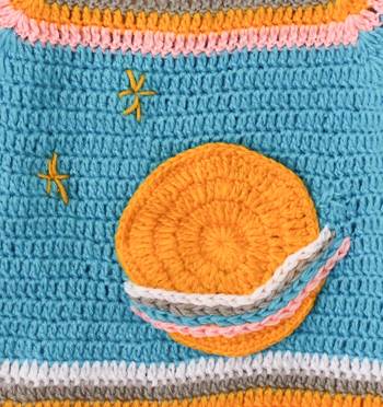 Woonie Handmade Full Sleeves Planets Designed Sweater For Kids-Light Blue 3