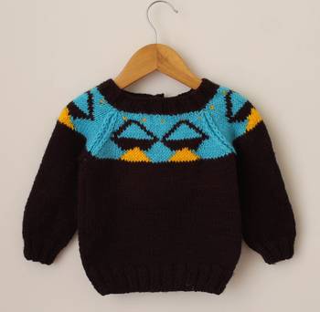 Woonie Handmade Full Sleeves Designer Sweater For Kids-Black 1