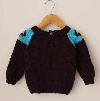 Woonie Handmade Full Sleeves Designer Sweater For Kids-Black 2