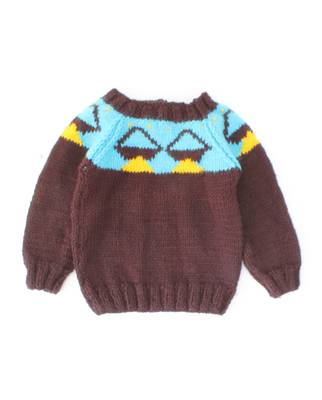 Woonie Handmade Full Sleeves Designer Sweater For Kids-Black 3
