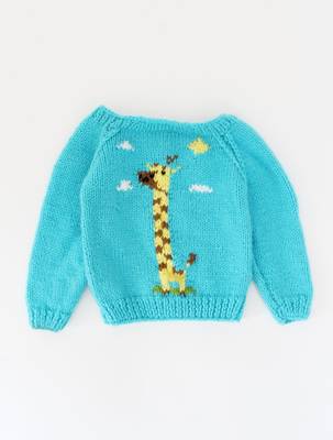 Woonie Handmade Full Sleeves Giraffe Detailing Sweater For Kids-Blue 4