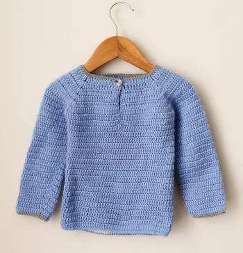 Woonie Handmade Full Sleeves Bunny Design Sweater For Kids-Light Blue 2