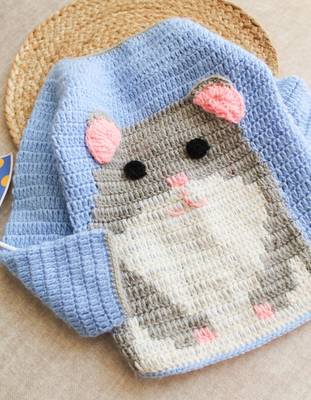 Woonie Handmade Full Sleeves Bunny Design Sweater For Kids-Light Blue 5