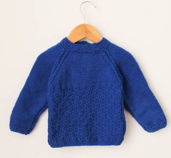 Woonie Handmade Full Sleeves Self Design Sweater  For Kids-Blue 1