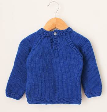 Woonie Handmade Full Sleeves Self Design Sweater  For Kids-Blue 2