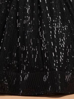 black net sequin work lehenga set choli with dupatta for women 8