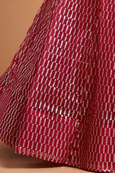 exotic hot pink soft net sequins embroidered wedding bridal lehenga set choli with dupatta with dupatta