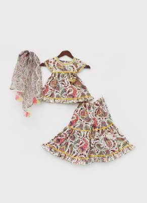 Floral Print Kurti Sharara 1