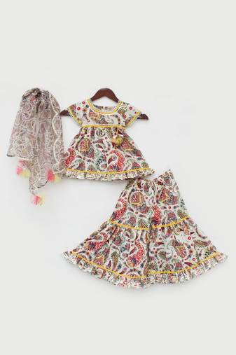 Floral Print Kurti Sharara