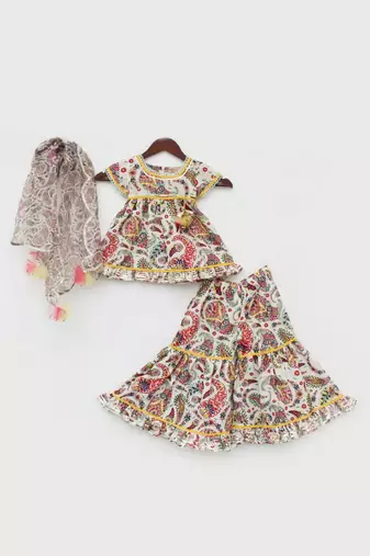 Floral Print Kurti Sharara