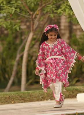 Pink Floral Print Kaftan and Pant 1