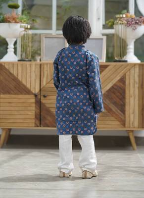 Blue Printed Kurta and white Salwar 2