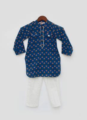 Blue Printed Kurta and white Salwar 4