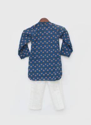 Blue Printed Kurta and white Salwar 5
