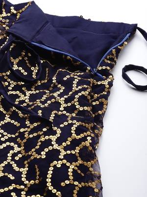 exotic navy blue soft net zari embroidered wedding bridal lehenga set choli with dupatta with dupatta 8