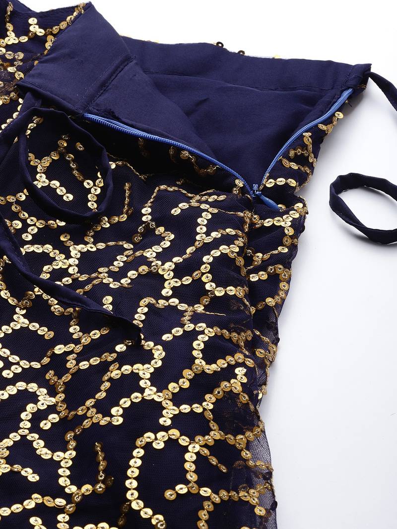 Exotic Navy Blue Soft Net Zari Embroidered Wedding Bridal Lehenga Choli with Dupatta