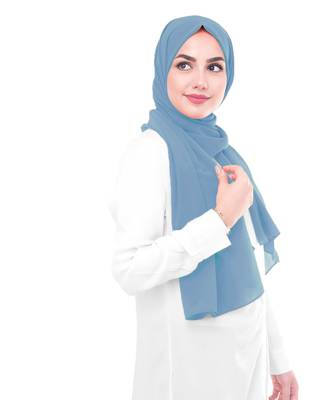 Blue plain georgette hijab 1