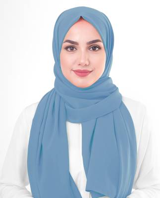 Blue plain georgette hijab 2