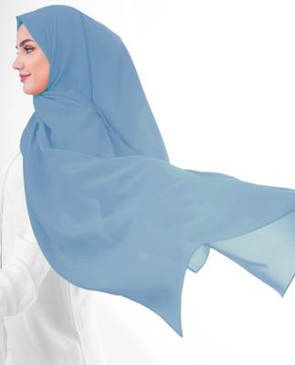 Blue plain georgette hijab 3