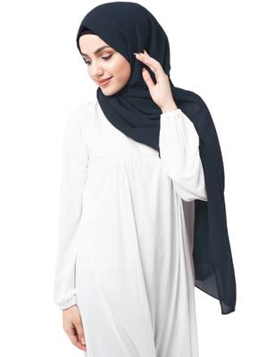 Blue plain georgette hijab 1