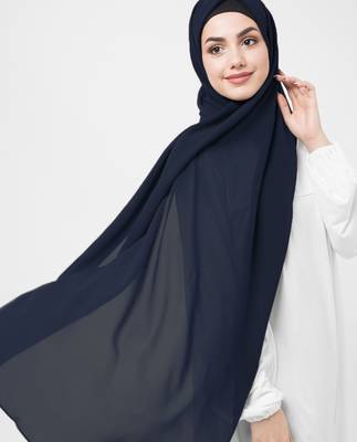 Blue plain georgette hijab 2
