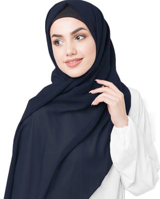 Blue plain georgette hijab 3
