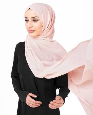 Pink plain georgette hijab 2