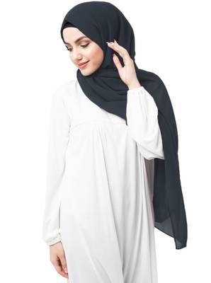 Blue plain georgette hijab 1
