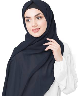 Blue plain georgette hijab 3