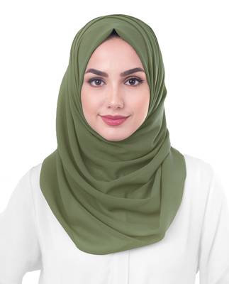 Green plain georgette hijab 1