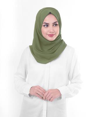 Green plain georgette hijab 2