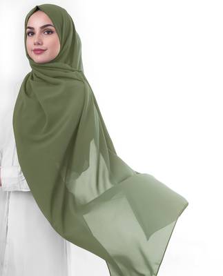 Green plain georgette hijab 3