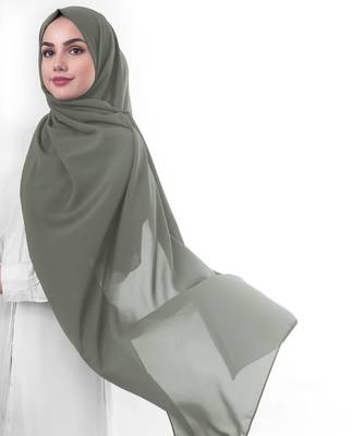 Green plain georgette hijab 1